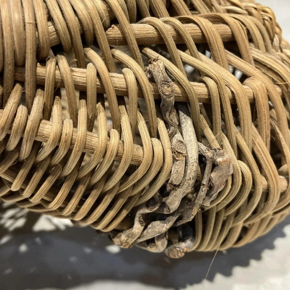 Vintage Woven Buttocks/Butt Basket Primitive Folk Art Rustic Egg Gathering Boho